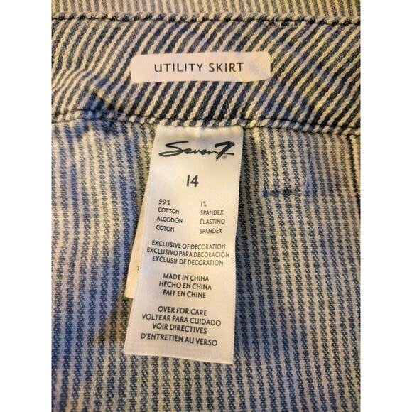 Seven7 for all Mankind Denim Jean Skirt Utility Railroad Striped Frayed 14 - Picture 5 of 7